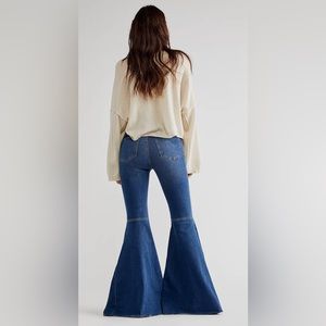 Free People Just Float On Flare Denim Jeans Jericho Blue Size 28 OB826353